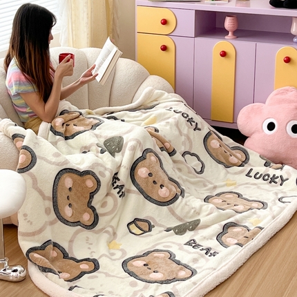 91家纺网 家纺一手货源 找家纺 顾里家纺 2023新款ins韩风∙雪花立体羊羔绒毯 小树熊