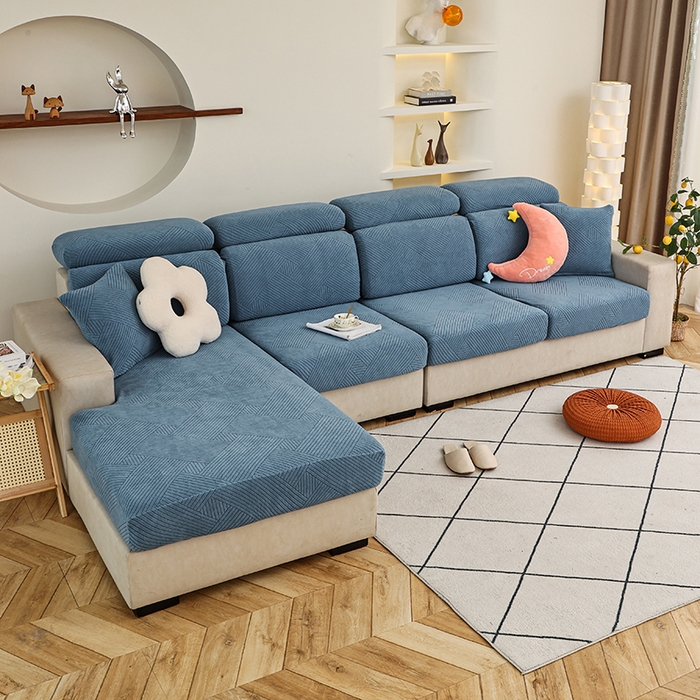 91家纺网 家纺一手货源 找家纺 天下布艺 2023新款坐垫套纯色沙发笠系列-初见 天蓝色