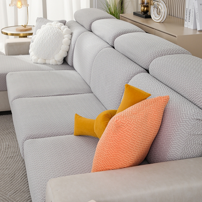 91家纺网 家纺一手货源 找家纺 天下布艺 2023新款坐垫套纯色沙发笠系列-斜格 沙发套-草木灰