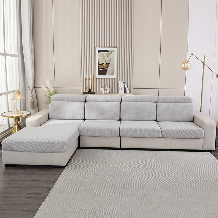 91家纺网 家纺一手货源 找家纺 天下布艺 2023新款坐垫套纯色沙发笠系列-斜格 沙发套-草木灰