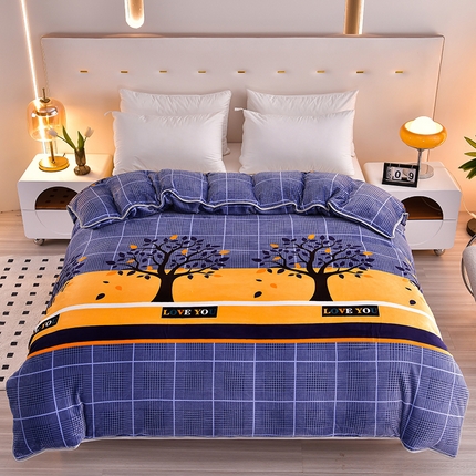 91家纺网 家纺一手货源 找家纺 晚静 2025新款加厚保暖印花牛奶绒单品被套 幸运树