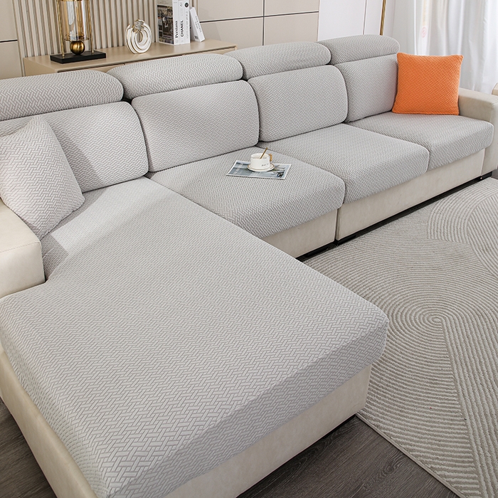 91家纺网 家纺一手货源 找家纺 天下布艺 2023新款坐垫套纯色沙发笠系列-斜格 沙发套-草木灰