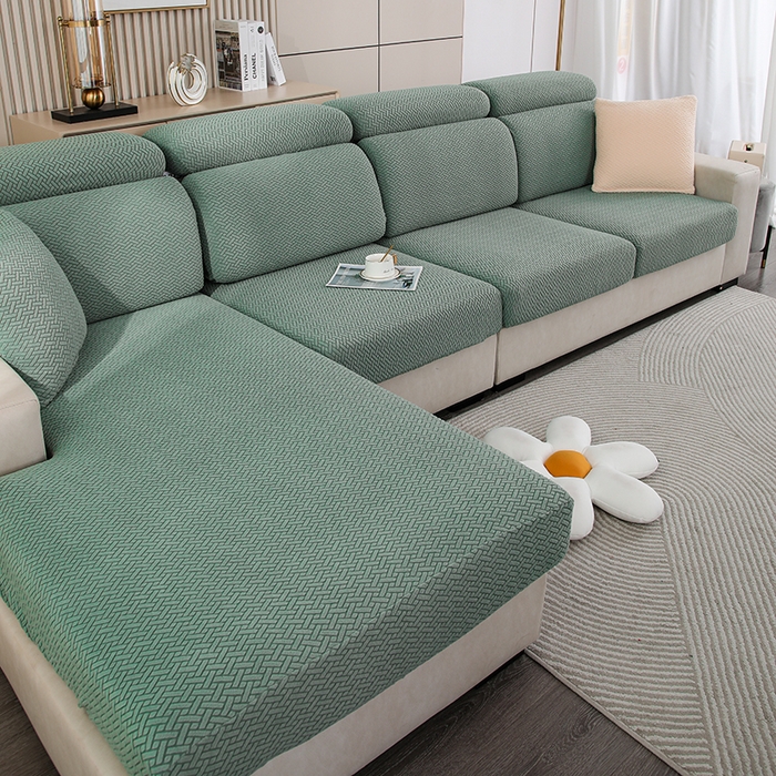 91家纺网 家纺一手货源 找家纺 天下布艺 2023新款坐垫套纯色沙发笠系列-斜格 沙发套-橄榄绿