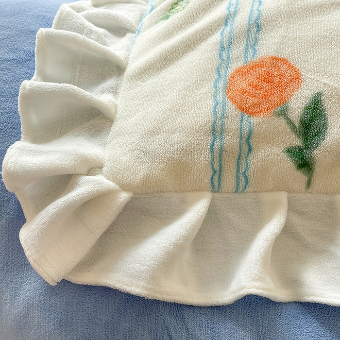 91家纺网 家纺一手货源 找家纺 金盛皇朝家纺 2023高克重牛奶绒韩版花边床裙款四件套 茶语花香