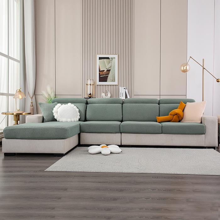 91家纺网 家纺一手货源 找家纺 天下布艺 2023新款坐垫套纯色沙发笠系列-斜格 沙发套-橄榄绿