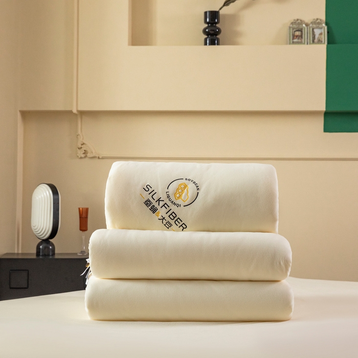 91家纺网 家纺一手货源 找家纺 被靠被 2023新款火山绒火山绒李官奇填充大豆被子母被春秋被芯冬被子 本白