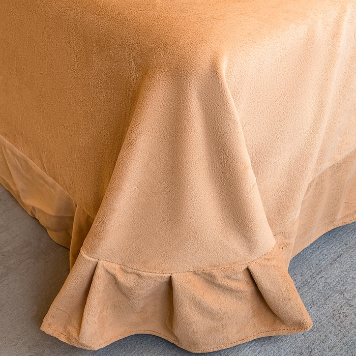 91家纺网 家纺一手货源 找家纺 7V 2024新款韩版花边牛奶绒刺绣四件套8斤多加厚牛奶绒面料法兰绒宝宝绒 偏爱-浅粉+浅驼