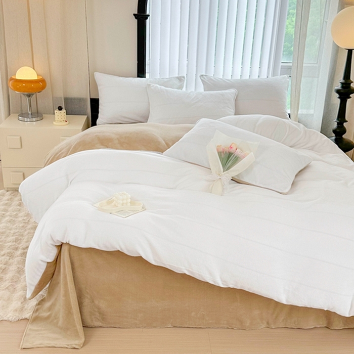 91家纺网 家纺一手货源 找家纺 （总）迷仙巢家纺 2023新款双拼牛奶绒四件套