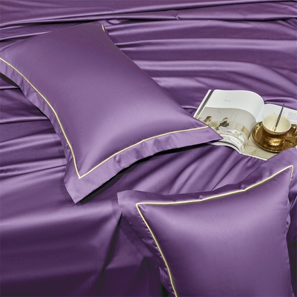 八十八家纺 2023新款100支A类贡缎新疆长绒棉全面素色-枕套 葡萄紫