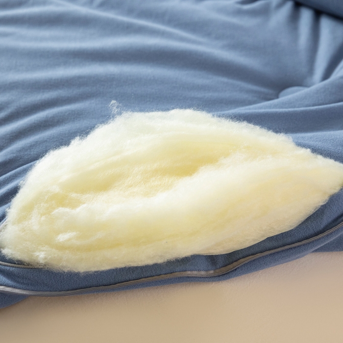 91家纺网 家纺一手货源 找家纺 被靠被 2023新款火山绒李官奇填充大豆被子母被春秋被芯冬被子 蓝青