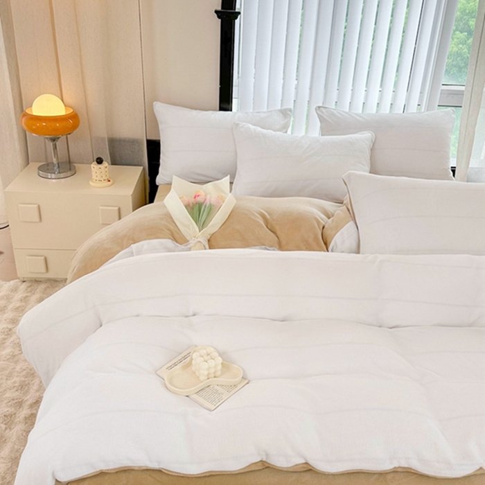 91家纺网 家纺一手货源 找家纺 （总）迷仙巢家纺 2023新款双拼牛奶绒四件套