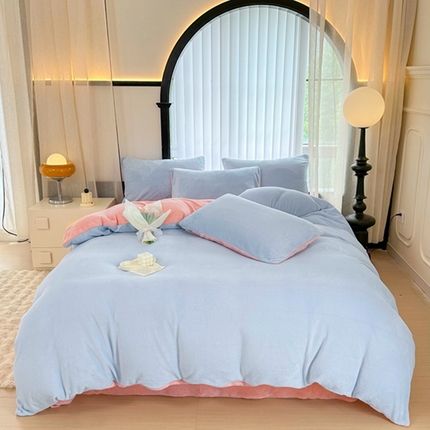 91家纺网 家纺一手货源 找家纺 （总）迷仙巢家纺 2023新款双拼牛奶绒四件套