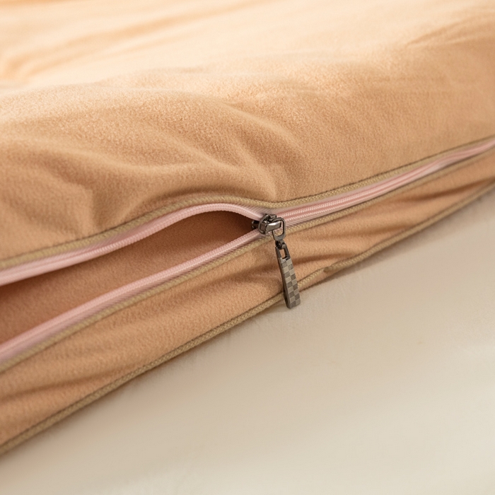 91家纺网 家纺一手货源 找家纺 被靠被 2023新款火山绒李官奇填充大豆被子母被春秋被芯冬被子 奶茶黄