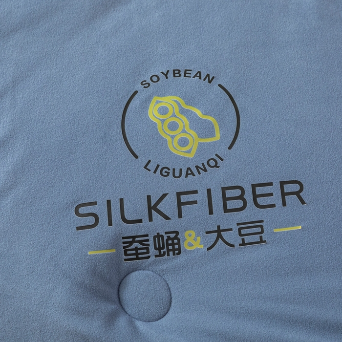 91家纺网 家纺一手货源 找家纺 被靠被 2023新款火山绒李官奇填充大豆被子母被春秋被芯冬被子 蓝青