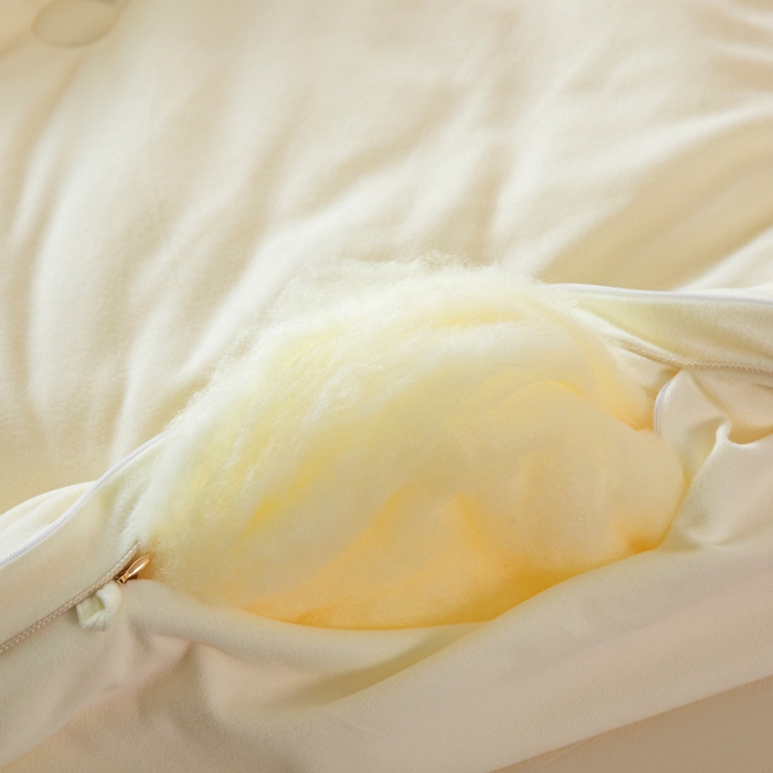 91家纺网 家纺一手货源 找家纺 被靠被 2023新款火山绒火山绒李官奇填充大豆被子母被春秋被芯冬被子 本白