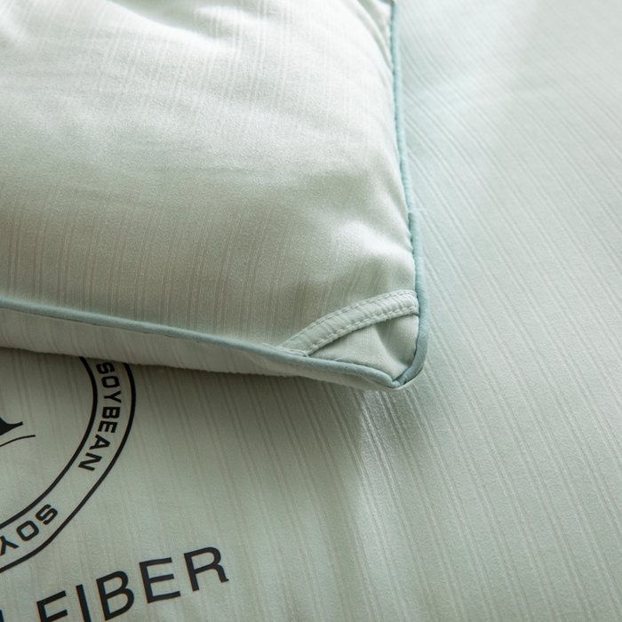 91家纺网 家纺一手货源 找家纺 被靠被 2023新款原棉贡缎提花李官奇填充大豆被子春秋被芯冬被子母被 绿色