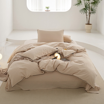 91家纺网 家纺一手货源 找家纺 风向标 2023新款秋冬新款热门奶油美拉德色系大雁纹全棉提花糯感磨毛四件套 秋风银桦