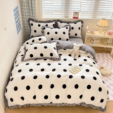 91家纺网 家纺一手货源 找家纺 （总）懒猫家纺 2024新款韩版牛奶绒四件套