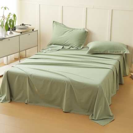 2023A类纯色纯棉磨毛单床单 青梅绿