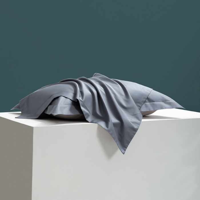 91家纺网 家纺一手货源 找家纺 云栖家居 2023A类长绒棉纯色单枕套 青灰色&天空灰