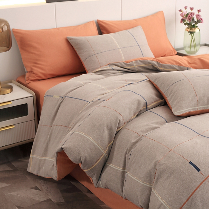 91家纺网 家纺一手货源 找家纺 爱思佳 2023新款全棉超柔陶瓷磨毛系列四件套 贝菡-灰