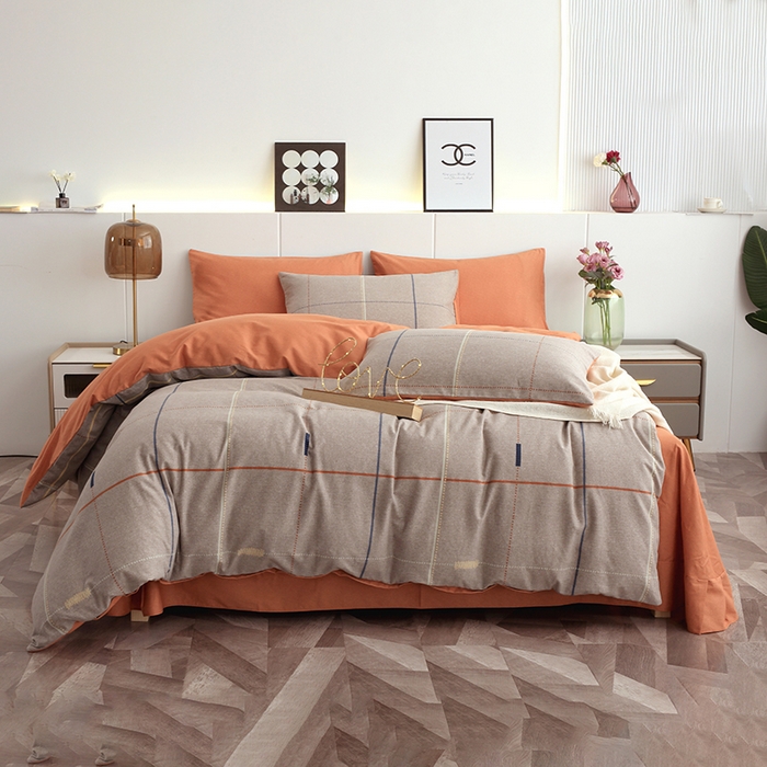 91家纺网 家纺一手货源 找家纺 爱思佳 2023新款全棉超柔陶瓷磨毛系列四件套 贝菡-灰