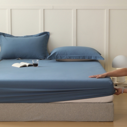 云栖家居 2023A类纯色纯棉磨毛单床笠 宾利蓝