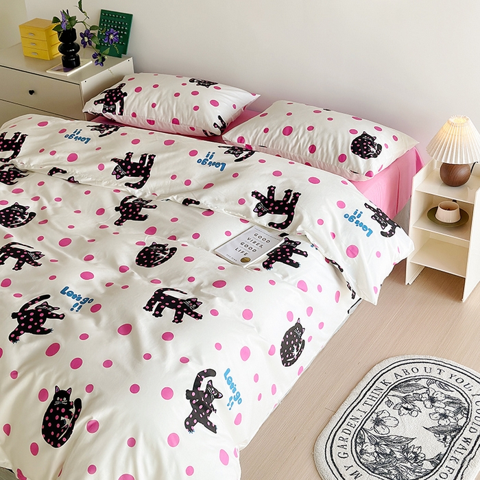 91家纺网 家纺一手货源 找家纺 怡家居 2023全棉印花四件套 淘气猫