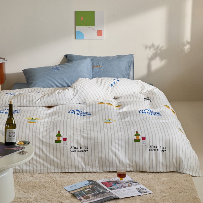 91家纺网 家纺一手货源 找家纺 怡家居 2023都市野兽刺绣系列四件套 笑白