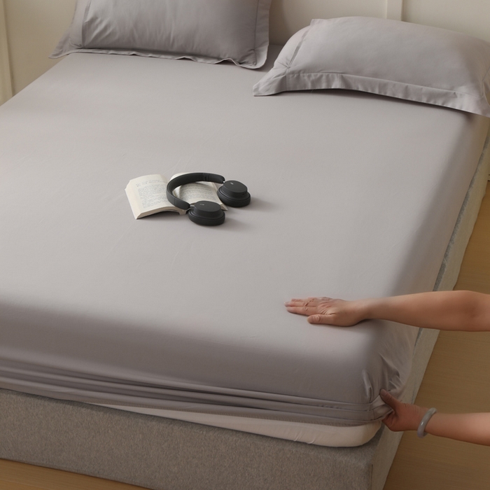 91家纺网 家纺一手货源 找家纺 云栖家居 2023A类纯色纯棉磨毛单床笠 苏木灰