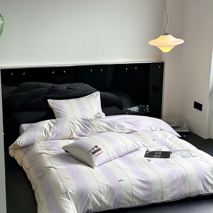 91家纺网 家纺一手货源 找家纺 圆岛家纺 2023冬季新款全棉加厚磨毛刺绣四件套-场景一 假日小象