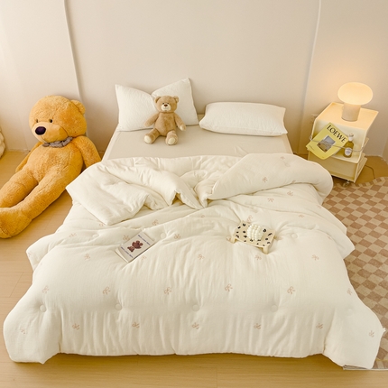 木楌家居 2025新款全棉皱皱纱刺绣款被芯-风格二 蝴蝶结