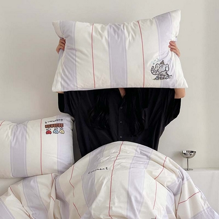 圆岛家纺 2023冬季新款全棉加厚磨毛刺绣四件套-场景二 假日小象