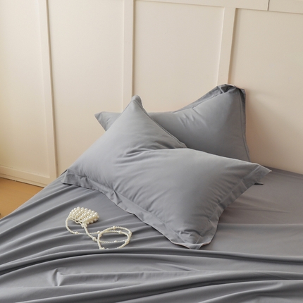 91家纺网 家纺一手货源 找家纺 2023A类纯色纯棉磨毛单枕套 神秘灰+复古粉