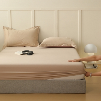 云栖家居 2023A类纯色纯棉磨毛单床笠 奶昔白