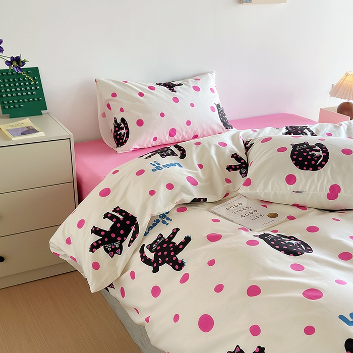 91家纺网 家纺一手货源 找家纺 怡家居 2023全棉印花四件套 淘气猫