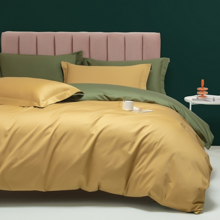 2023A类长绒棉纯色四件套 落叶黄&赛琳绿