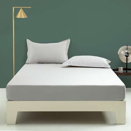 91家纺网 家纺一手货源 找家纺 云栖家居 2023A类长绒棉纯色单床笠 天空灰