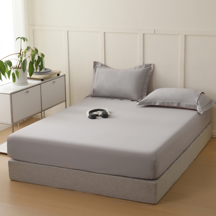 91家纺网 家纺一手货源 找家纺 云栖家居 2023A类纯色纯棉磨毛单床笠 苏木灰