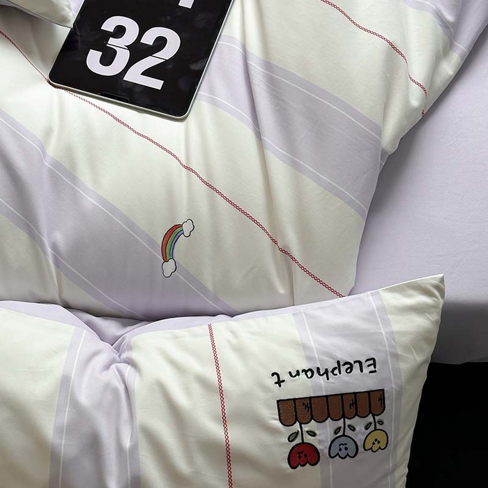 91家纺网 家纺一手货源 找家纺 圆岛家纺 2023冬季新款全棉加厚磨毛刺绣四件套-场景一 假日小象