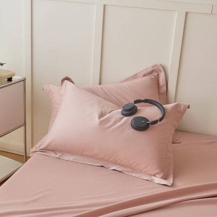 91家纺网 家纺一手货源 找家纺 2023A类纯色纯棉磨毛单枕套 复古粉+苏木灰