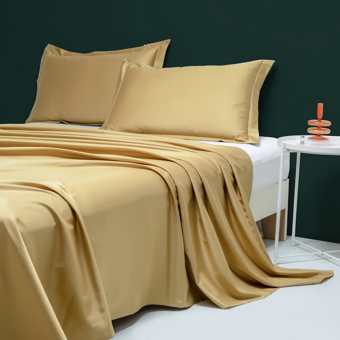 91家纺网 家纺一手货源 找家纺 云栖家居 2023A类长绒棉纯色单床单 落叶黄