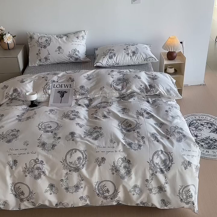 91家纺网 家纺一手货源 找家纺 怡家居 2023全棉印花四件套 锦绣