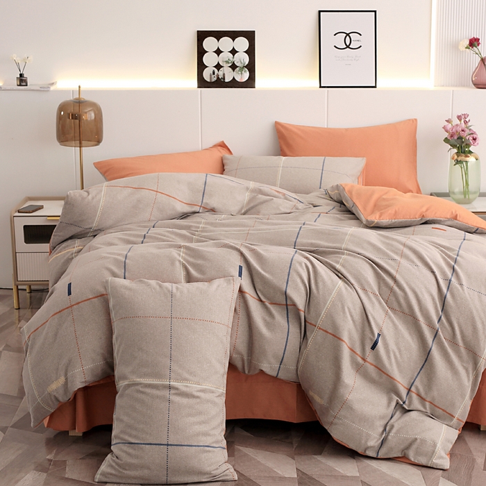 91家纺网 家纺一手货源 找家纺 爱思佳 2023新款全棉超柔陶瓷磨毛系列四件套 贝菡-灰