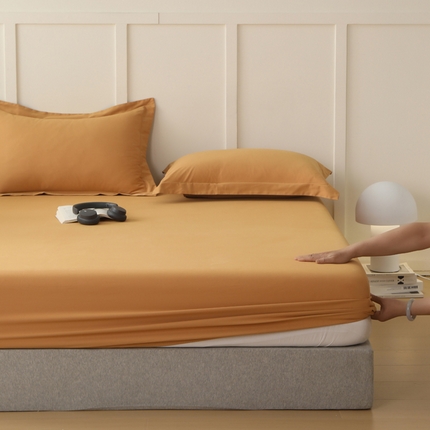 云栖家居 2023A类纯色纯棉磨毛单床笠 天橙色