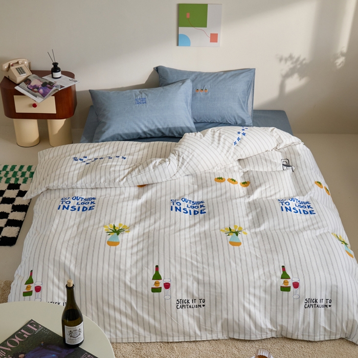 91家纺网 家纺一手货源 找家纺 怡家居 2023都市野兽刺绣系列四件套 笑白