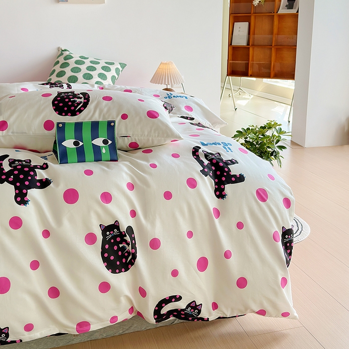 91家纺网 家纺一手货源 找家纺 怡家居 2023全棉印花四件套 淘气猫