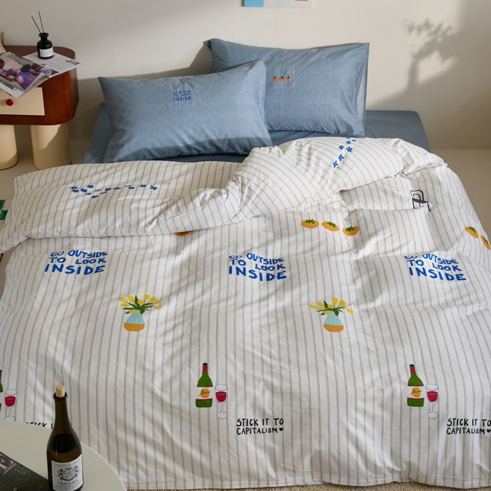 91家纺网 家纺一手货源 找家纺 怡家居 2023都市野兽刺绣系列四件套 笑白