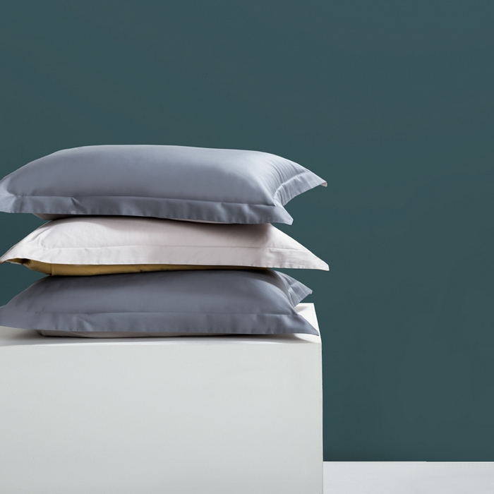 91家纺网 家纺一手货源 找家纺 云栖家居 2023A类长绒棉纯色单枕套 青灰色&天空灰