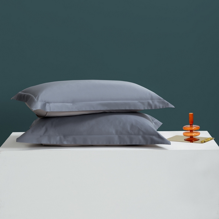 91家纺网 家纺一手货源 找家纺 云栖家居 2023A类长绒棉纯色单枕套 青灰色&天空灰